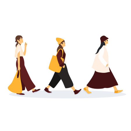 Flat Style vector cartoon illustration of girl traveling set isolated on white backgroundのイラスト素材