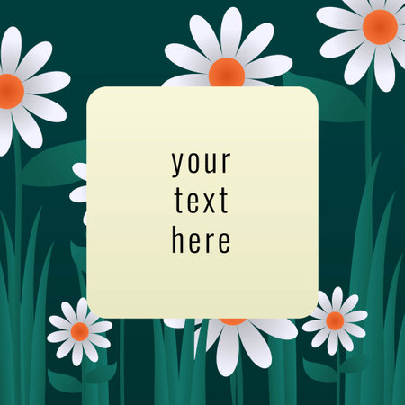 blank square frame paper note with daisy flower backgroundのイラスト素材