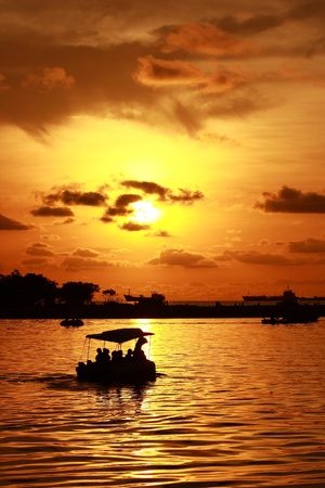 Sunset at Losari Indonesiaの写真素材