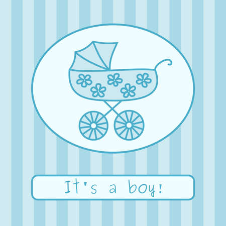 Baby boy arrival announcement card. Vector illustration.のイラスト素材