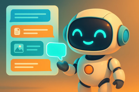 Chatbot with chat bubble, 3d illustration, toned imageの素材