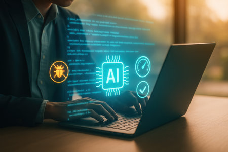 Artificial intelligence (AI), machine learning and modern computer technologies concepts.の素材