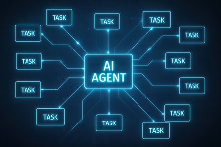 AI and Artificial Intelligence (AI) concept on blue background. 3D Renderingの素材