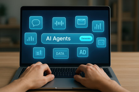 Advertising concept on laptop screen. Business, Technology and Internet concept.の素材