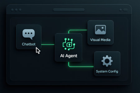 Illustration of a software development application on a laptop screen with icons.の素材