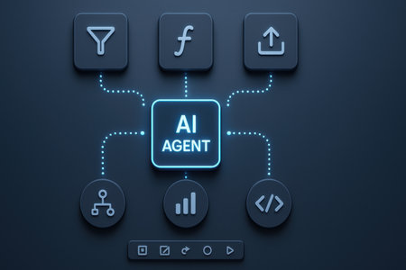 AI, Artificial intelligence, machine learning and automation concept with icons on virtual screenの素材