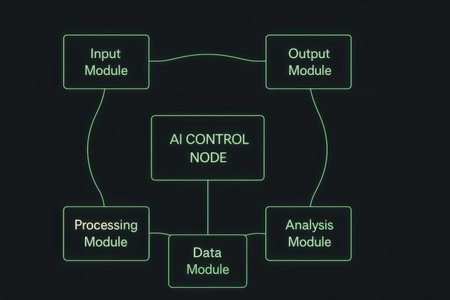Diagram of the organization of the company on a dark background.の素材