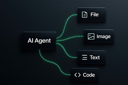 Illustration of black buttons with glowing arrows and text on dark backgroundの素材