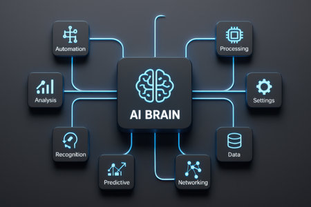 Ai Brain - Artificial Intelligence concept on a dark background. Vector illustrationの素材