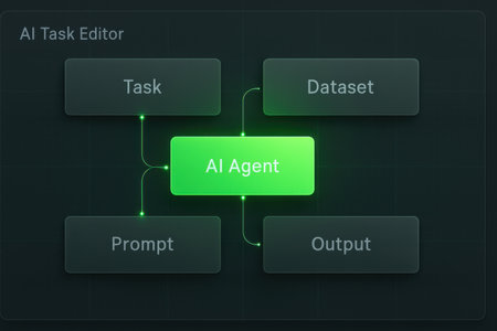 Algorithm green button on dark background. Software development concept. Vector illustrationの素材
