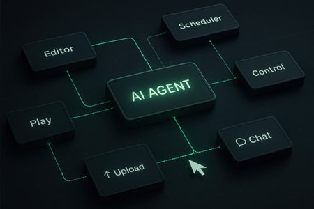 Keyboard of a computer with the word AGENANT written on itの素材