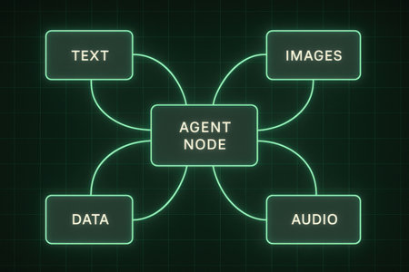 Illustration of an artificial intelligence (AI) concept on green backgroundの素材
