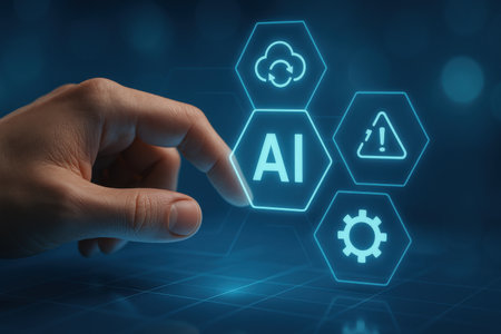 AI, Artificial intelligence, machine learning and modern computer technology concept.の素材