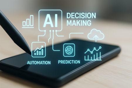 AI Learning and Artificial Intelligence concept on the screen of a modern smartphoneの素材