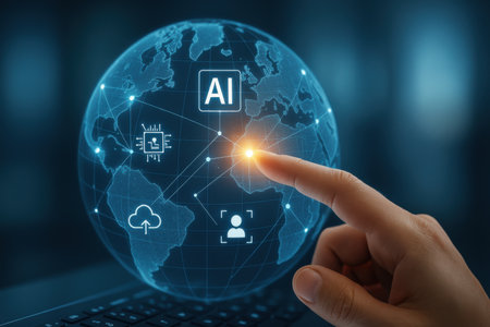 AI Learning and Artificial Intelligence Concept. Business, internet and technology concept.の素材