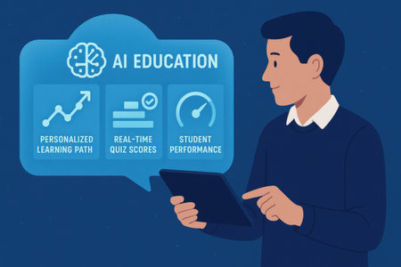 Ai Artificial intelligence concept with man using tablet computer. Vector illustrationの素材