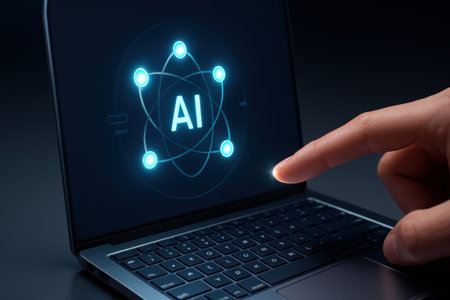 AI Artificial intelligence (AI) and machine learning concept on laptop screen.の素材