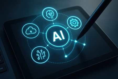 AI Artificial intelligence (AI) and machine learning concept on virtual screen.の素材