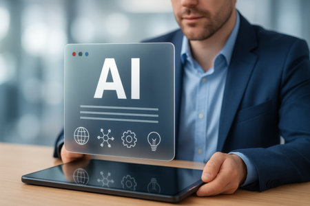 AI Artificial intelligence AI. Business, Technology, Internet and network concept.の素材