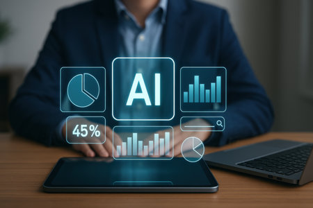 AI, Artificial intelligence, Machine learning and automation concept on virtual screen.の素材