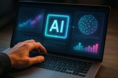 Ai - Artificial intelligence (AI) concept on laptop screen.の素材