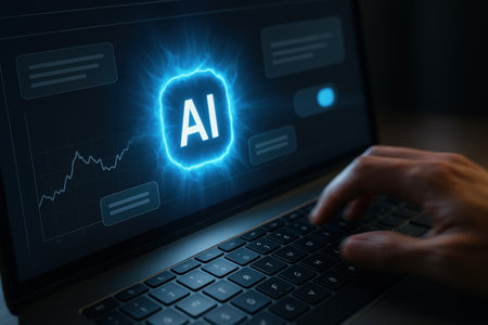 AI artificial intelligence (AI) and machine learning concept on computer screen.の素材