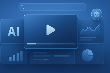 Illustration of a media player on a blue background with buttons and iconsの素材