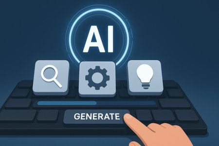 Illustration of a computer keyboard with an artificial intelligence (AI) conceptの素材