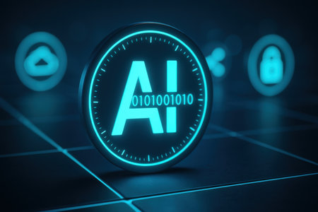 Alarm Clock on Futuristic Blue Background. 3D Renderingの素材