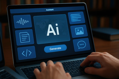 AI - Artificial Intelligence (AI) on the screen. Business and technology concept.の素材