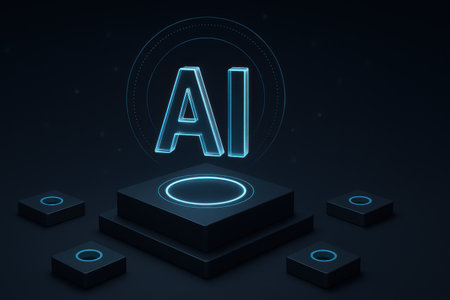 3d rendering of neon artificial intelligence (AI) icon on black backgroundの素材