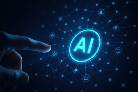 AI, Artificial intelligence, machine learning and automation concept on virtual screen.の素材