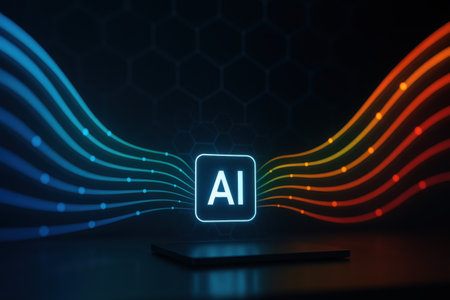 laptop with artificial intelligence (AI) icon on screen. 3d renderingの素材