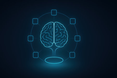 Neon brain icon. Artificial intelligence concept. 3D Renderingの素材