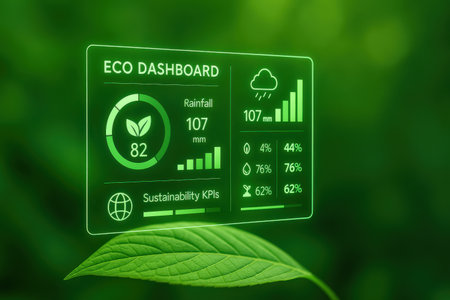 Ecology concept. Green eco-friendly interface with icons on nature backgroundの素材