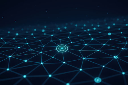 Abstract polygonal space low poly dark background with connecting dots and lines. Connection structure. 3d renderingの素材