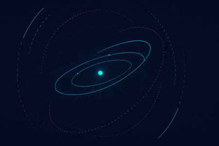 Abstract background with planets and stars. Futuristic technology style. Vector illustration.の素材