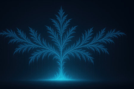 Abstract blue tree on a dark blue background. 3D Renderingの素材