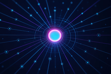Abstract blue circle on blue background. Technology concept. 3D Renderingの素材