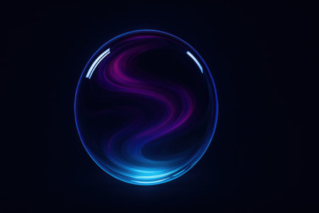 Glowing soap bubble. Abstract background. 3D rendering illustration.の素材
