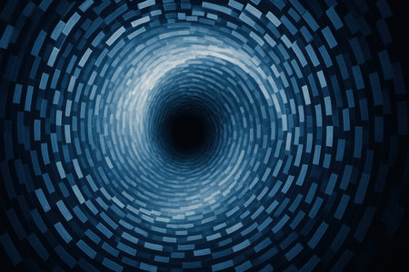 abstract blue background with a tunnel in the center of the imageの素材