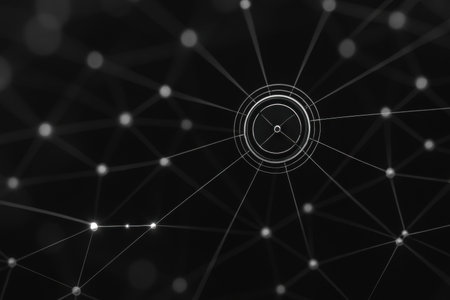 Abstract technology background. Network connection structure with dots and lines. 3D renderingの素材