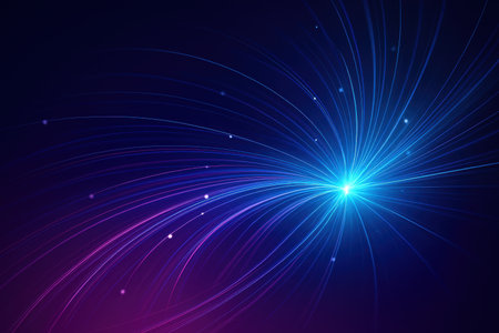 Abstract blue background with glowing lines. Vector illustration. Eps 10.の素材