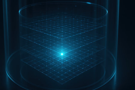 abstract blue background with a grid, 3d rendering, computer digital imageの素材