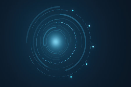 Abstract blue background with concentric circles. Technology concept. Vector illustrationの素材