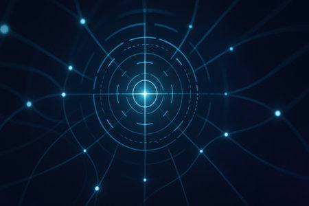 Abstract technology background with glowing lines and circles. 3D Renderingの素材