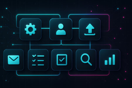 User interface with icons on dark background. Vector illustration. Eps 10の素材