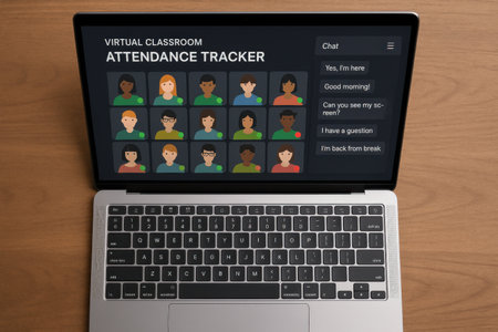 Laptop with online dating app on screen. All screen graphics are made up.の素材