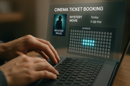 Man using laptop with online banking application on screen. Close up.の素材