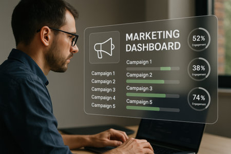 Marketing strategy concept on virtual screen. Business, technology, internet and networking concept.の素材